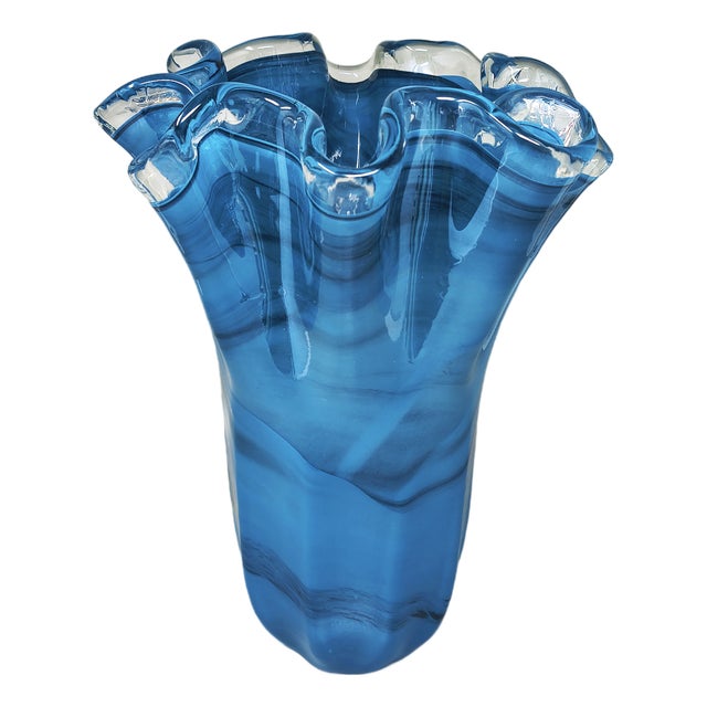 Italian Fazzoletto Murano Glass Vase by Dogi, 1970s For Sale