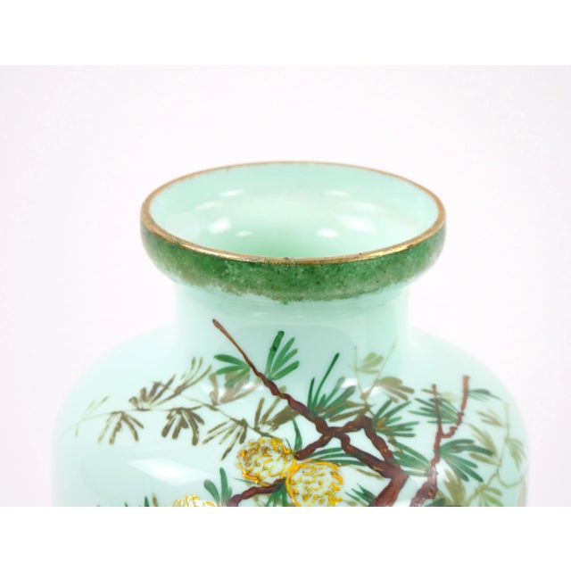 Early 20th Century French Hand Painted / Decorated Art Glass Pair Vase For Sale - Image 11 of 12