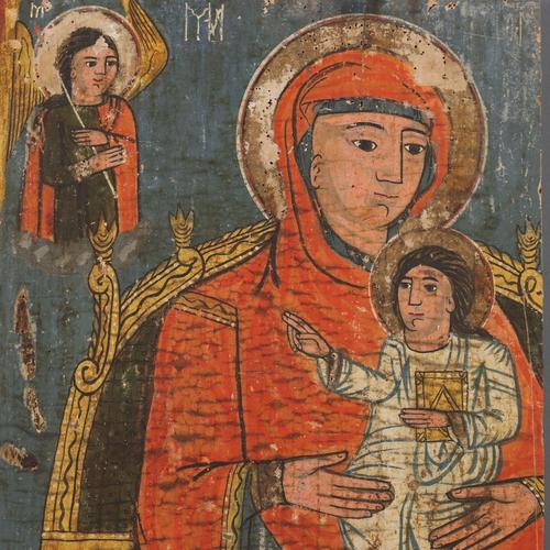 Transylvanian School, Unknown, Icon of the Madonna and Child, 19th Century, Tempera on Panel For Sale - Image 3 of 10