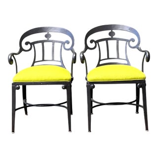 After Veneman Aluminum Armchairs in Ralph Lauren “Salt Marsh” - Pair For Sale