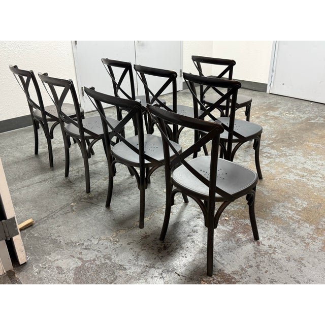2010s Restoration Hardware Metal Madeleine Side Chairs, Set of Eight For Sale - Image 5 of 12