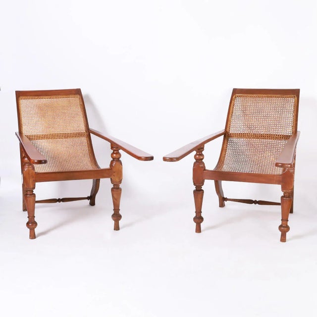 Pair of Antique Caned British Colonial Planters Chairs For Sale - Image 11 of 11
