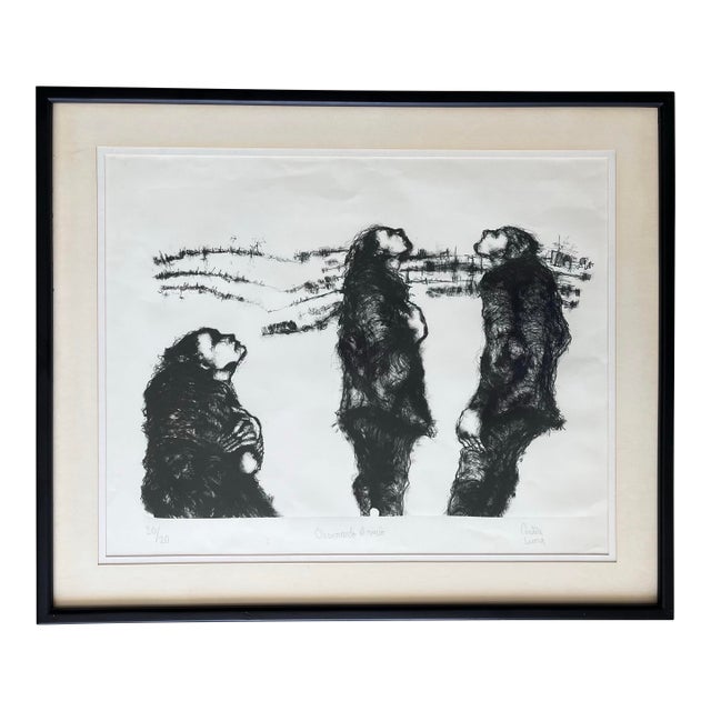 “Observando El Vacío” Framed Art Painting Signed by Artist, Cristina Luna, Original Limited-Edition Print For Sale