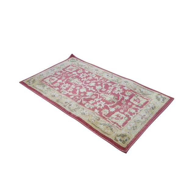 Turkish Ralph Lauren Turkish Red Beige Cross Weave Rug Runner Carpet Mat 47" For Sale - Image 3 of 13