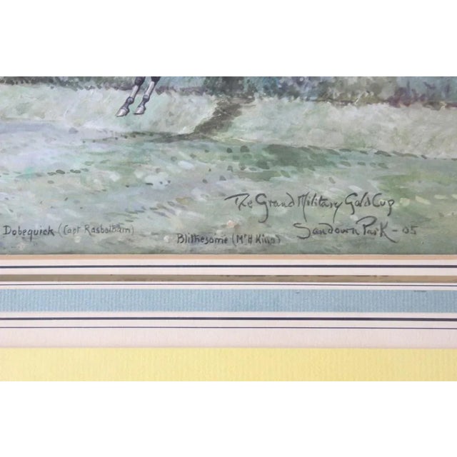 Classic steeplechase gouache by John Beer (1883-1915) signed (LL) of 'The Grand Military Gold Cup, Sandown Park 1905!...