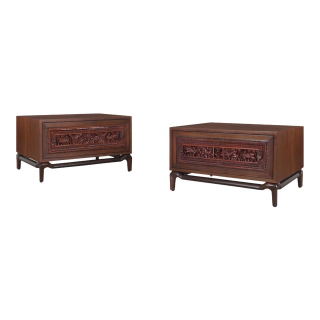 Mid-Century Modern Walnut Nightstands by Maurice Bailey for Monteverdi Young For Sale