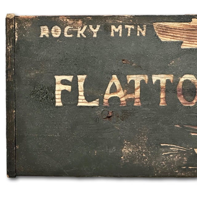 Wood Authentic Old Aged & Weathered Hand Painted Wood Sign From Flattop Trail Rocky Mountian National Park Colorado For Sale - Image 7 of 18