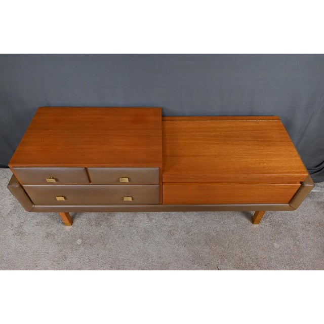 Roger Landault Teak and Nubuck Dressing Table attributed to R. Landault, 1970, Set of 3 For Sale - Image 4 of 18