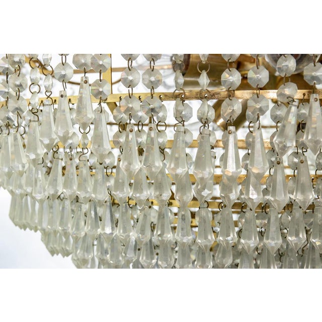Vintage Crystal Drops Chandelier, Italy, 1970s For Sale - Image 4 of 6
