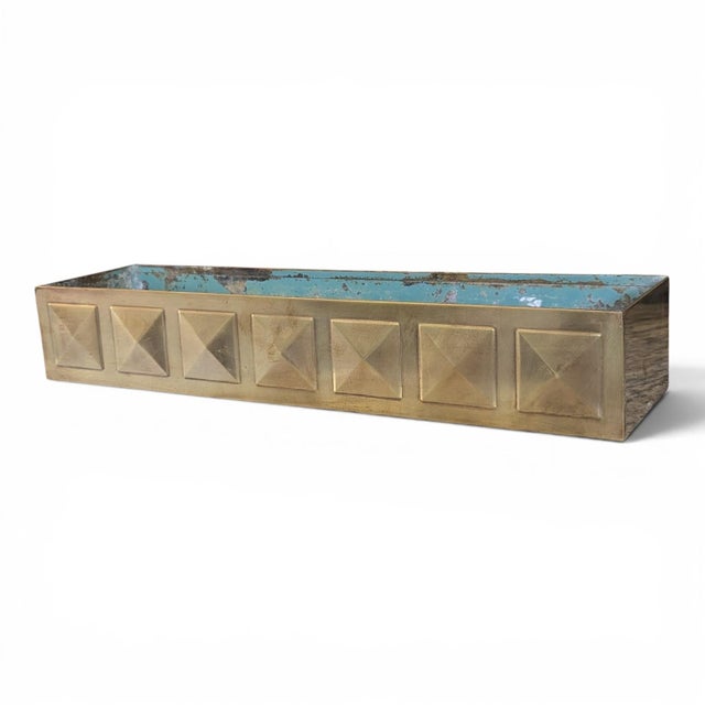 Mid Century Modern Brass Studded Tabletop Planter Box For Sale - Image 16 of 18