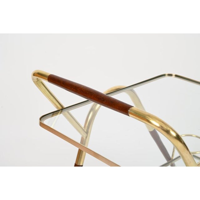 Brass and Walnut Bar Cart by Cesare Lacca, Italy, 1950s For Sale - Image 12 of 14
