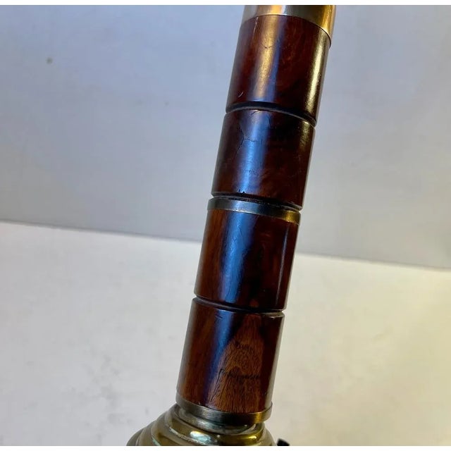 Mid-Century Swedish Table Lamp in Brass and Mahogany, 1960s For Sale - Image 10 of 11