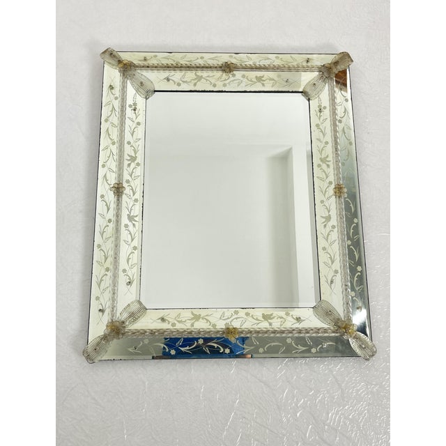 1960s Large Mid-Century Venetian Murano Glass Mirror in the style of Ercole Barovier, 1960s For Sale - Image 5 of 12