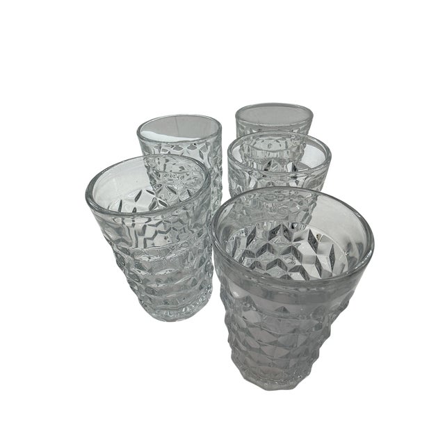 Fostoria Early 20th Century Fostoria Pattern Set of 5 Flat Iced Tea American Clear Glasses For Sale - Image 4 of 8