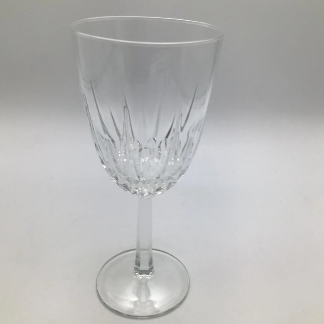 French Hexagon Stemmed Crystal Water Goblets-Set of 8 For Sale - Image 4 of 13
