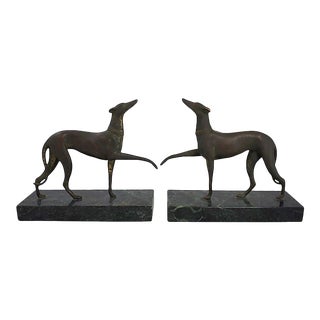 Antique Bronze Whippet Bookends - a Pair For Sale
