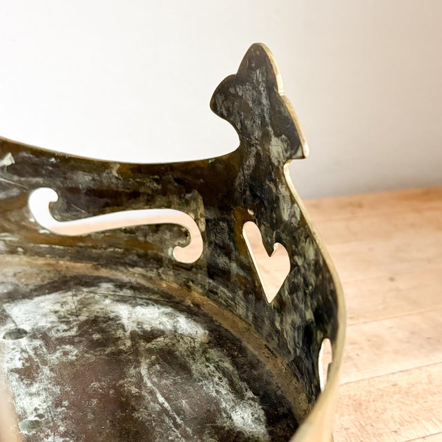 1800's Brass Crown Shaped Wall Pocket or Hearth Tidy, Antique Wall Storage For Sale - Image 11 of 11