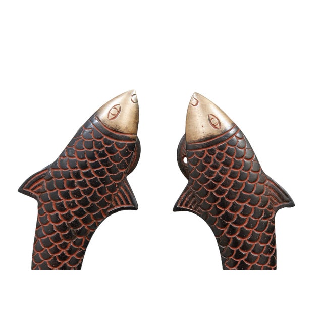 Brass Fish Door Handles - a Pair For Sale - Image 4 of 5