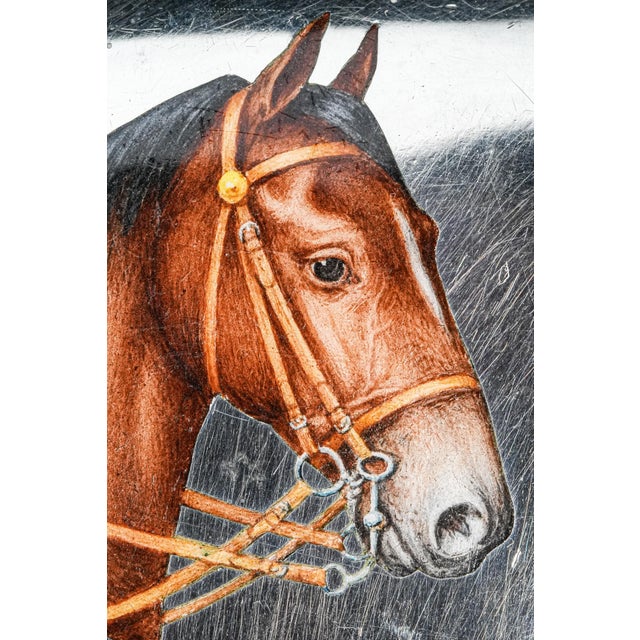 1920s Majestic Hand Painted Antique 900 Sterling Silver Horse Equestrian Enamel Cigarette Case Tobacciana For Sale - Image 5 of 16