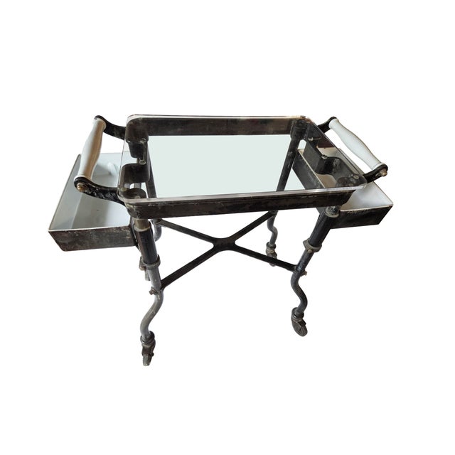 1940's Industrial Steel Welding Workstation Rolling Cart With Swing-Arm Bins For Sale - Image 10 of 15