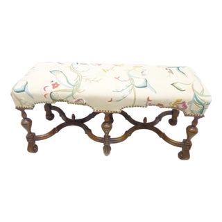 Antique English Upholstered Bench For Sale