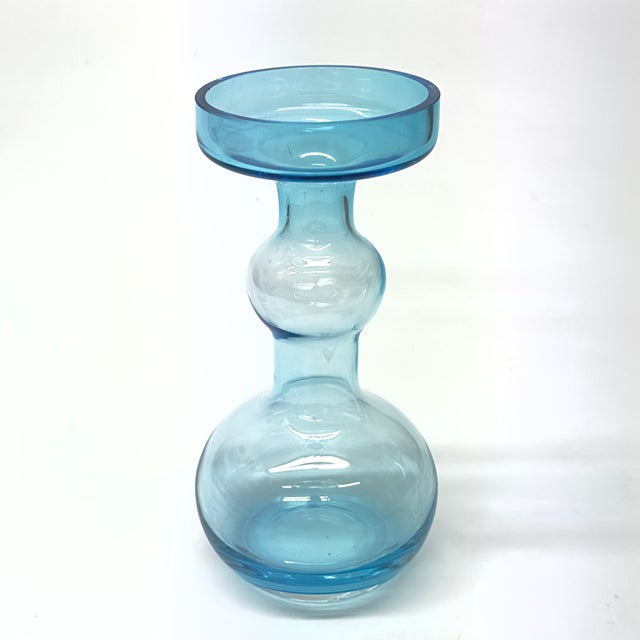 Pale Blue Glass Vases by Oiva Toikka for Nuutajärvi Finland Circa 1960s - A Pair For Sale - Image 9 of 11