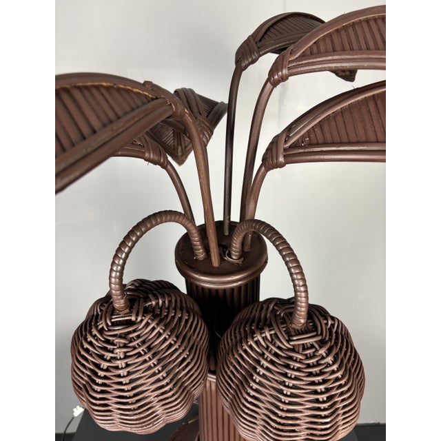 Pencil Reed Rattan Palm Tree Table Lamp in the style of Mario Lopez Torres, 1970s For Sale - Image 9 of 17