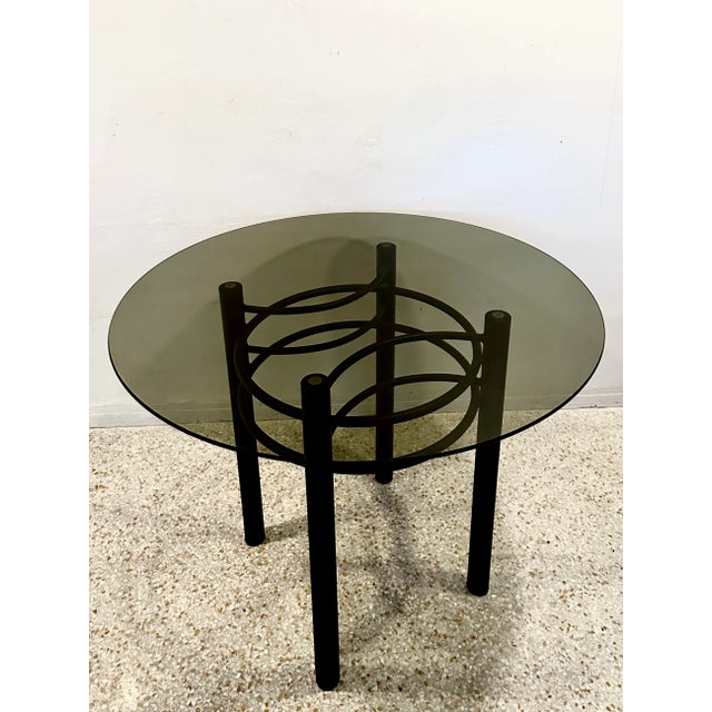 Mid-Century Modern Relocation Super Sale! Classic 1980s Tubular Metal and Tinted Glass Table For Sale - Image 3 of 10