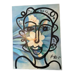 Oversized Original Peter Keil Abstract Floral Painting on Canvas