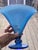 Art Deco Vintage Fenton Blue Iridescent Glass Fan Vase by the Metropolitan Museum of Art For Sale - Image 3 of 6