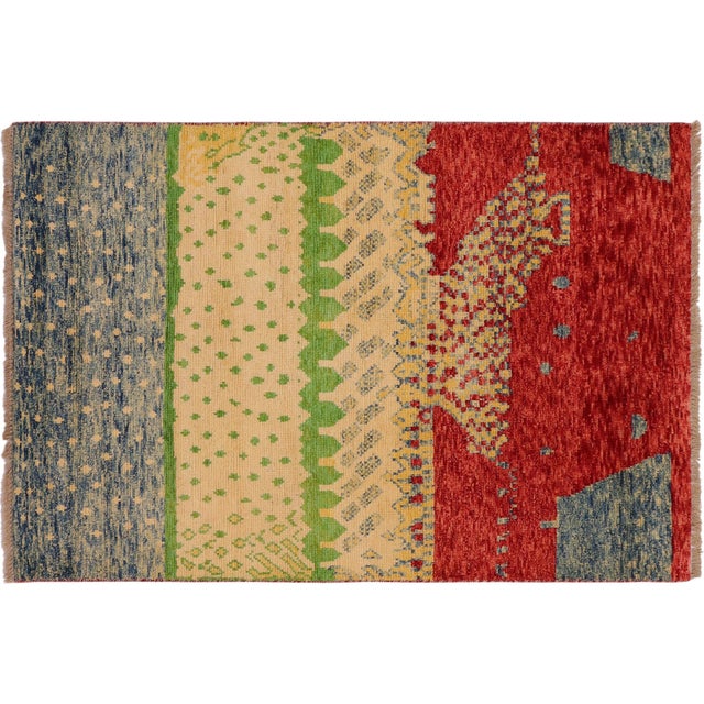 Eclectic Balochi Blue/Red Wool Rug - 3'2''x4'11'' For Sale - Image 10 of 11