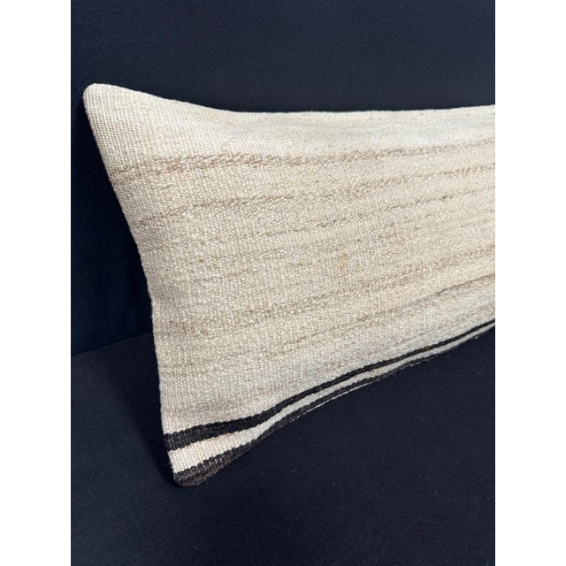 Turkish Hemp Pillow Cushion Natural Beige Black Cushion Cover 14x45 #18057 Enhance your home decor with our Kilim Pillow...