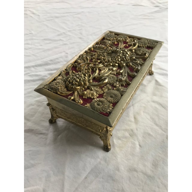 Vintage Brass Vanity Box With Flowers Chairish