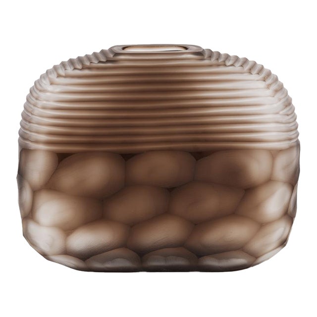 Bruni Brown Glass Short Vase For Sale
