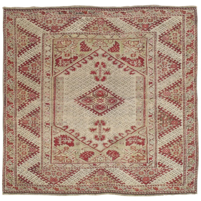 Antique Ghiordes Rug, Handmade Turkish Oriental Rug, Beige, Taupe For Sale - Image 16 of 16