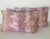 Elegant pair of blush pink velvet lumbar pillows with gold embroidery on both sides . Feather down inserts.