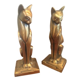 Art Deco Cat Bookends - a Pair For Sale