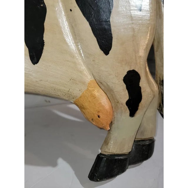 1940s Folky Hand Carved Cow Trade Sign For Sale - Image 4 of 6