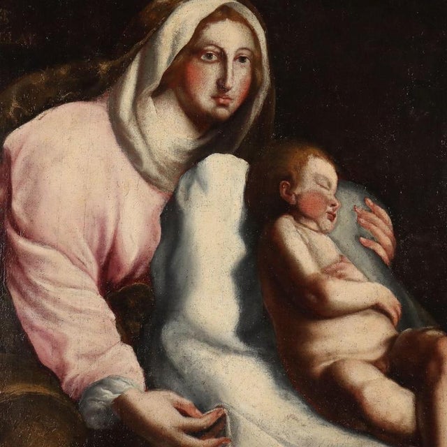 Unknown Artist, Madonna with Sleeping Child, Oil on Canvas, Framed For Sale - Image 3 of 12