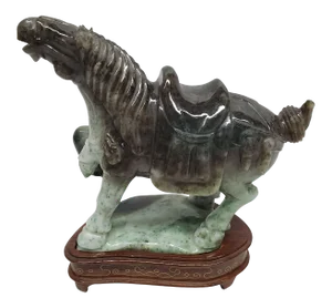 Hand Carved Stone Horse With Stand