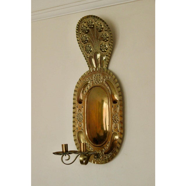 Large Mid-Century Swedish Brass Double Arm Sconce For Sale - Image 4 of 18