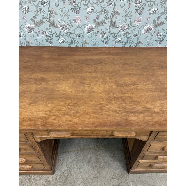 Vintage Oak Ministers Desk, 1930s For Sale - Image 4 of 15