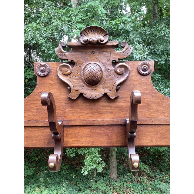 Victorian Late 19th-Century Victorian Carved Wood Hall Tree & Umbrella Stand, Circa 1890 For Sale - Image 3 of 10