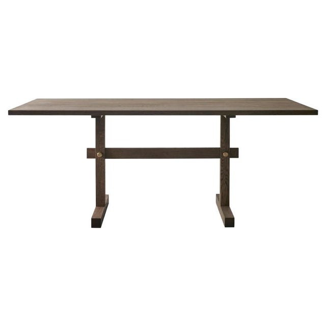 Gaspard Dark Oak and Brass Dining Table 180 by Eberhart Furniture For Sale - Image 9 of 9
