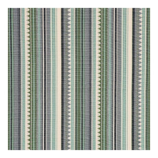 Schumacher Zuni Stripe Fabric in Aqua For Sale