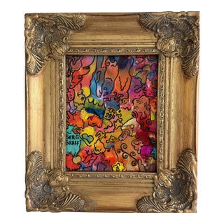 Original Abstract Painting Serg Graff "Wild Creatures" Surreal Fantasy Art, Coa For Sale
