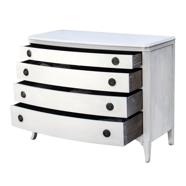 1940s Painted Mahogany Bow Front Chest For Sale - Image 4 of 6