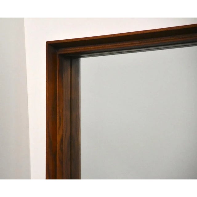 1970s Pulaski Oceanic Walnut Mid-Century Modern Mirror For Sale - Image 5 of 6