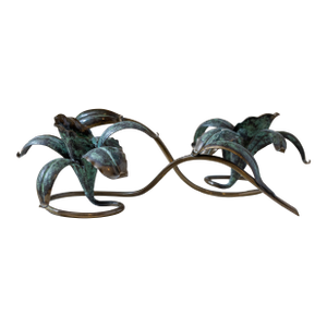 Vintage Bronze Lily Candle Holders Attributed to Carl Sorensen - A Pair