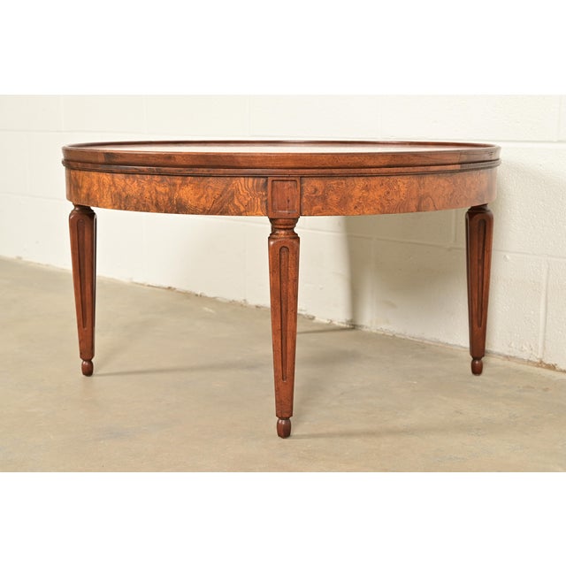 Baker Furniture Company Baker Furniture French Regency Louis XVI Burled Wood Coffee Table or Cocktail Table, Circa 1960s For Sale - Image 4 of 10